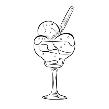 Çizgi çizme. Sanat eseri dondurması kasede. Vektör minimalist tasarımı.