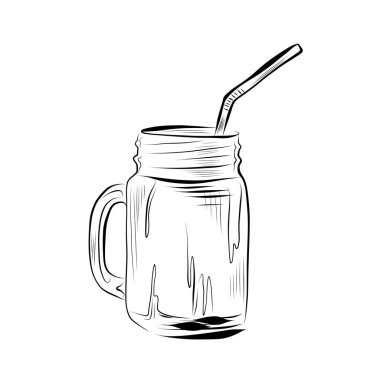 Çizgi çizme. Cappuccino latte ve buzlu kahve. Vektör minimalist tasarımı