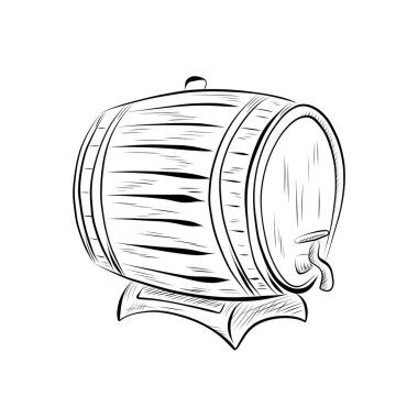 Çizgi çizme. Sanat eseri bira fıçısı. Vektör minimalist tasarımı