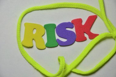 Beyaz arkaplanda renkli kelime riski