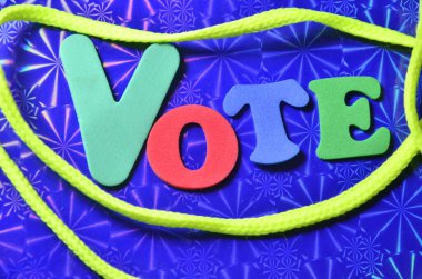 Oy verdiğini gösteren bir işaret. iş fotoğrafı bir devlet veya seçim eyaleti seçimi metni