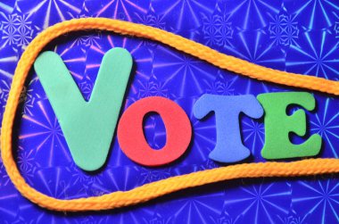 Kelime yazma oyunu. Devlet veya seçim eylemini sergilemek ya da bir hükümet için gösteri yapmak için iş konsepti.