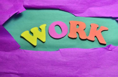 El yazısı işi. Konsept, şirkette ya da bir şirketin şirketinde çalışmak anlamına gelir. Yapışkan kağıt arkaplanı tarafından yazılan iş.