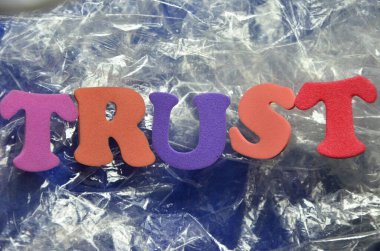 bir arka plan üzerinde kelime güven