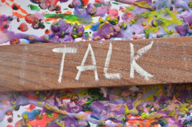 Kelime yazma konuşması. Konuyla ilgili bilgi konseptini gösteren iş konsepti