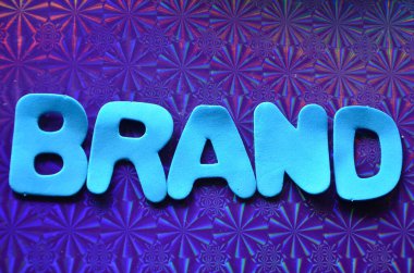 soyut arkaplanı olan markalı sözcük, 3 boyutlu biçimlendirme.