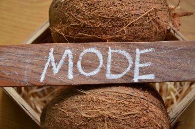 Soyut bir arkaplanda hindistan cevizi kelimesi