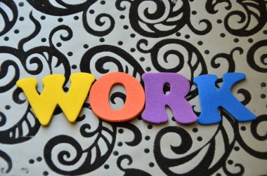 renkli bir arka plan üzerinde iş sözcük