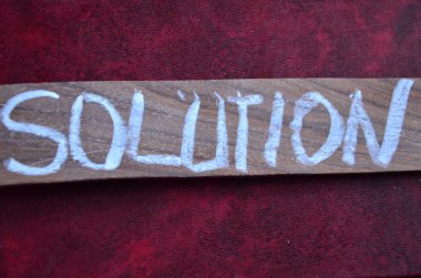 Kelime yazma çözümü. Bir soruna yardım eden veya ulaşan eylem veya çözüm için iş konsepti