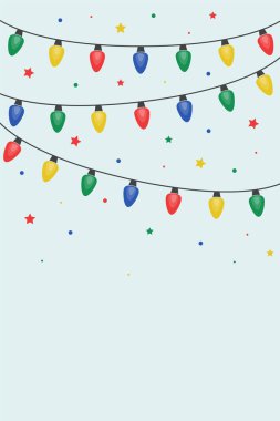 Renkli ışık dizisi. Noel kartı şablonu. Vektör illüstrasyonu