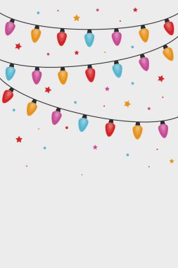 Renkli ışık dizisi. Noel kartı şablonu. Vektör illüstrasyonu