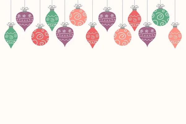 Coloridos Adornos Colgantes Navidad Fondo Con Decoraciones Ilustración Vectorial — Archivo Imágenes Vectoriales