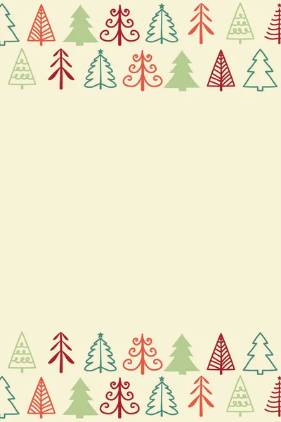 Барвисті Дерева Намальовані Вручну Різдвяний Фон Векторні Ілюстрації — стоковий вектор
