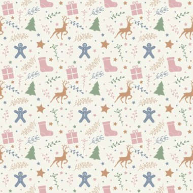 Noel süslemeleri ile kusursuz desen kavramı. Xmas geçmişi. Vektör