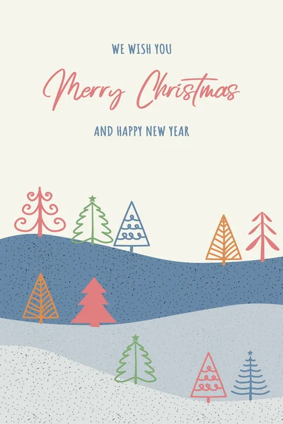Cartão Natal Com Árvores Decorativas Ilustração Vetorial — Vetor de Stock