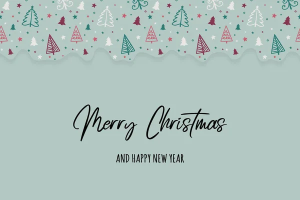 Árvores Natal Contexto Com Desejos Cartão Felicitações Natal Vetor — Vetor de Stock