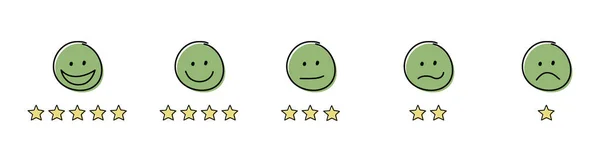 Classificação Estrelas Engraçada Com Emoticons Desenho Avaliação Vetor —  Vetores de Stock