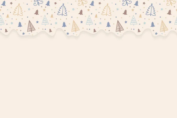 Weihnachten Hintergrund Mit Handgezeichneten Bäumen Und Copyspace Vektor — Stockvektor