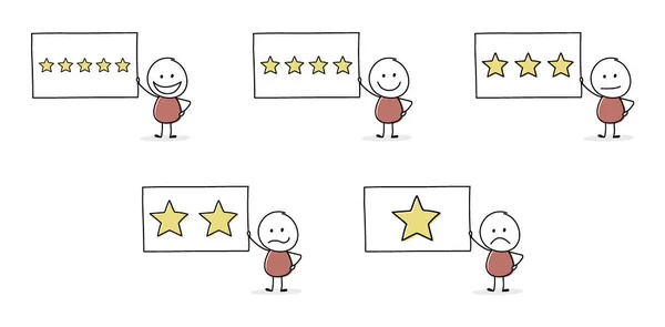 有趣的明星评级与卡通贴纸 评估设计 — 图库矢量图片