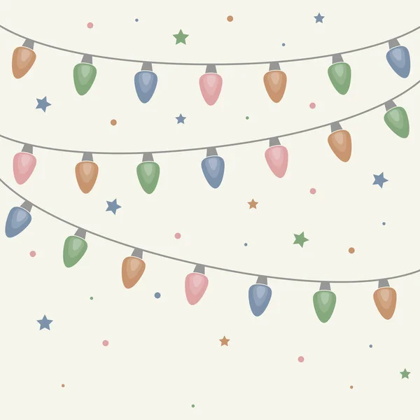 Řetězec Vánočních Světel Vektorová Ilustrace — Stockový vektor