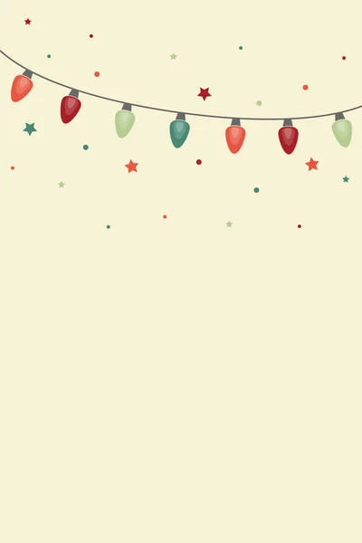 Πολύχρωμο Χέρι Ζωγραφισμένο Σειρά Από Φώτα Χριστουγεννιάτικο Φόντο Εικονογράφηση Διανύσματος — Διανυσματικό Αρχείο