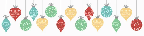 Hanging Christmas Balls Banner Vector Illustration — Stock Vector