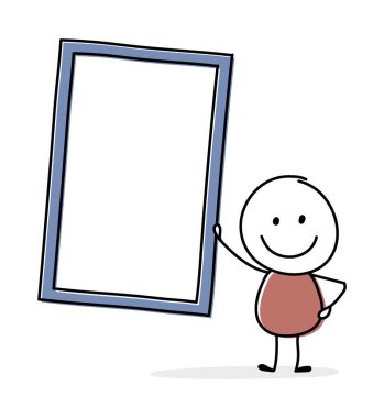 Boş tabak ikonlu gülen adam kavramı. Vektör