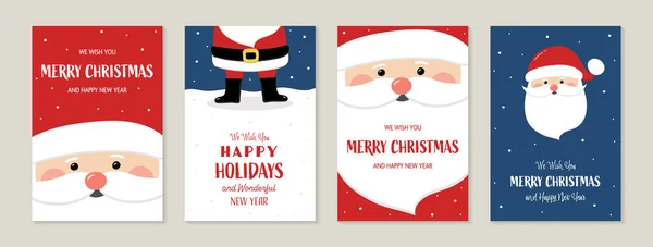 かわいいサンタクロース 願い事とクリスマスカードのコレクション ベクターイラスト — ストックベクタ