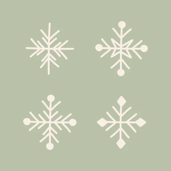 Colección Copos Nieve Navideños Dibujados Mano Vector — Vector de stock