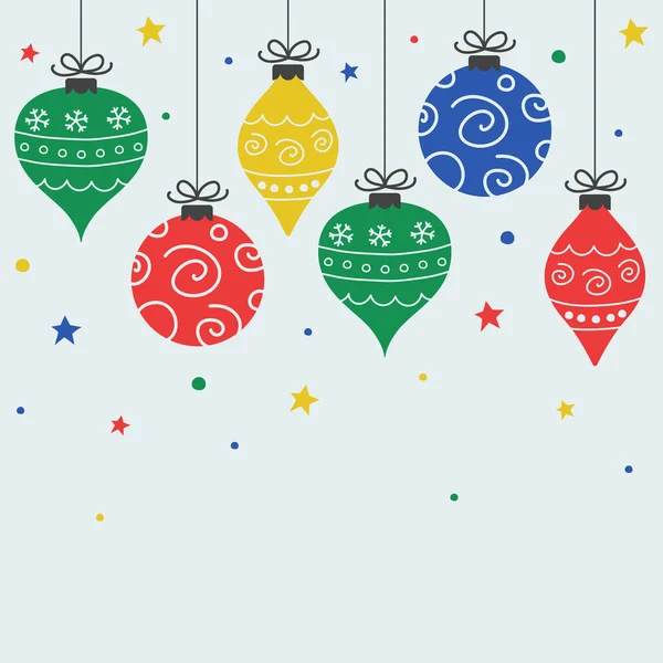 Hanging Christmas Balls Background Copyspace Vector Illustration — Stock Vector