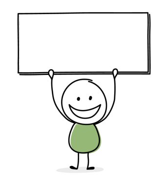 Boş tabak ikonu olan mutlu bir stickman kavramı. Vektör