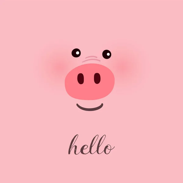 Pinkfarbener Hintergrund Mit Niedlichem Schweinegesicht Und Hallo Text Vektor Illustratio — Stockvektor