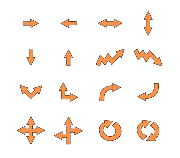 Coleção Ícones Seta Símbolos Desenhados Mão Ilustração Vetorial — Vetor de Stock