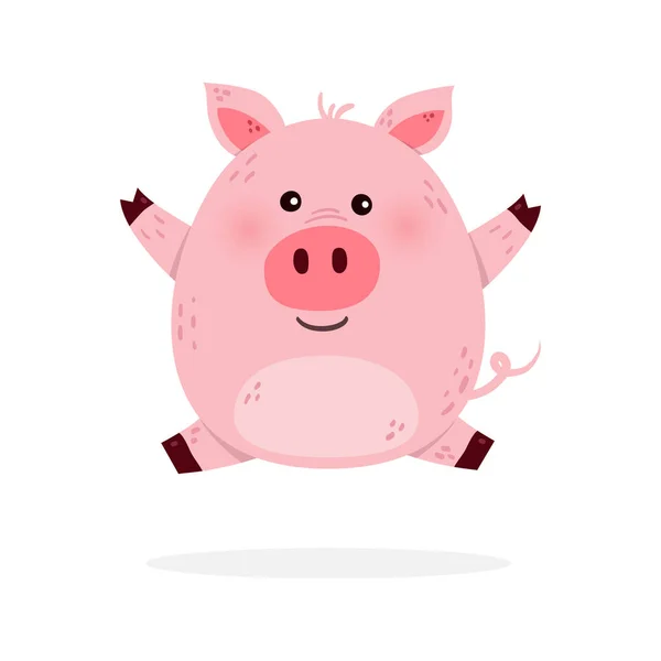 Cochon Sautant Sur Fond Blanc Conception Personnage Animal Drôle Illustration — Image vectorielle