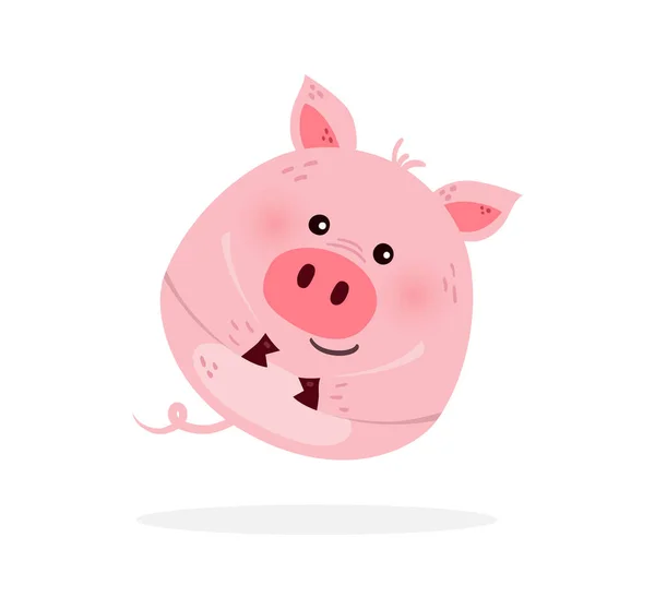 Funny Pig White Background Design Cute Animal Character Vector Illustration — Stockvektor