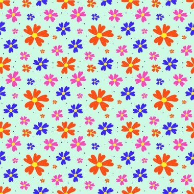 Çiçeksiz desen. Renkli el çizimleri olan bahar arkaplanı. Vektör illüstrasyonu