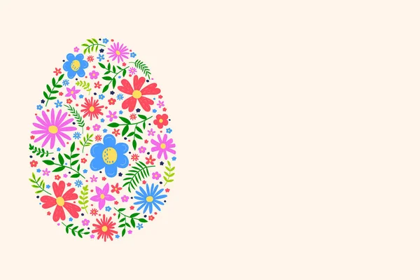 Fondo Pascua Concepto Huevo Pascua Con Flores Ilustración Vectorial — Vector de stock