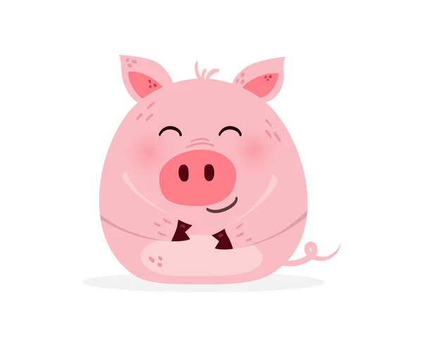 Cochon Riant Sur Fond Blanc Conception Personnage Animal Drôle Illustration — Image vectorielle