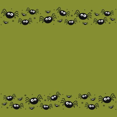 Arka planda asılı örümcekler. Cadılar Bayramı konsepti Vektör