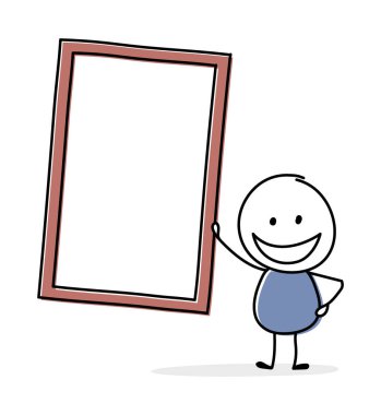 Boş plaka sembollü mutlu adam. İş konsepti. Vektör