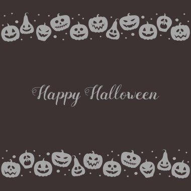 Concept of Halloween card with pumpkin lanterns and wishes. Vector