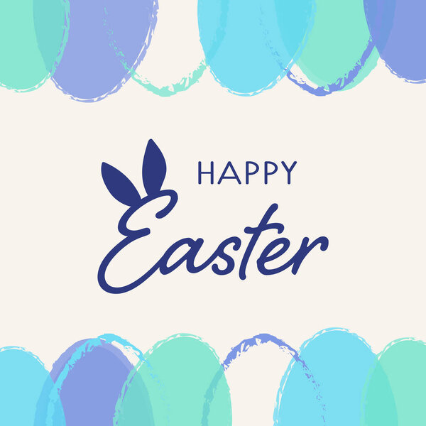 Happy Easter. Greeting card with ornaments. Abstract background with eggs. Vector illustration