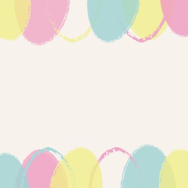 Minimalist Paskalya şablonu. Renkli el boyalı yumurtalar. Kart, poster ya da afiş kavramı. Vektör illüstrasyonu