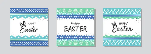 Frohe Ostern Karten Set Hintergrund Mit Bemaltem Design Vektorillustration — Stockvektor