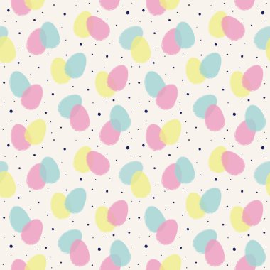 Renkli yumurtalarla modern Paskalya deseni. Kart, poster ve ambalaj kağıdı için tasarım. Vektör illüstrasyonu
