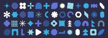 Retro geometrik şekiller ayarlandı. Vahşi stil soyut elementler. Vektör illüstrasyonu