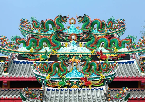 Green Dragon Roof Chinese Temple — Stock Photo, Image