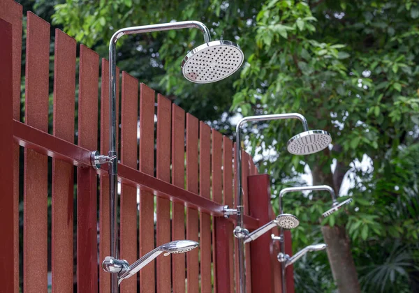 Stock image Outdoor shower of the pool.