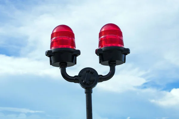 stock image Safety warning lights on tall buildings.