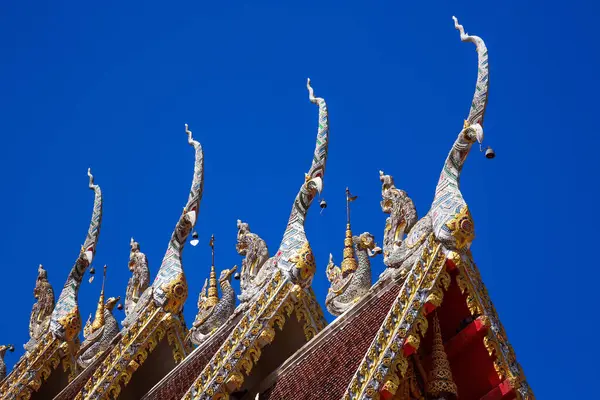 Colorful Patterns Gable Apex Thai Temple — Stock Photo, Image